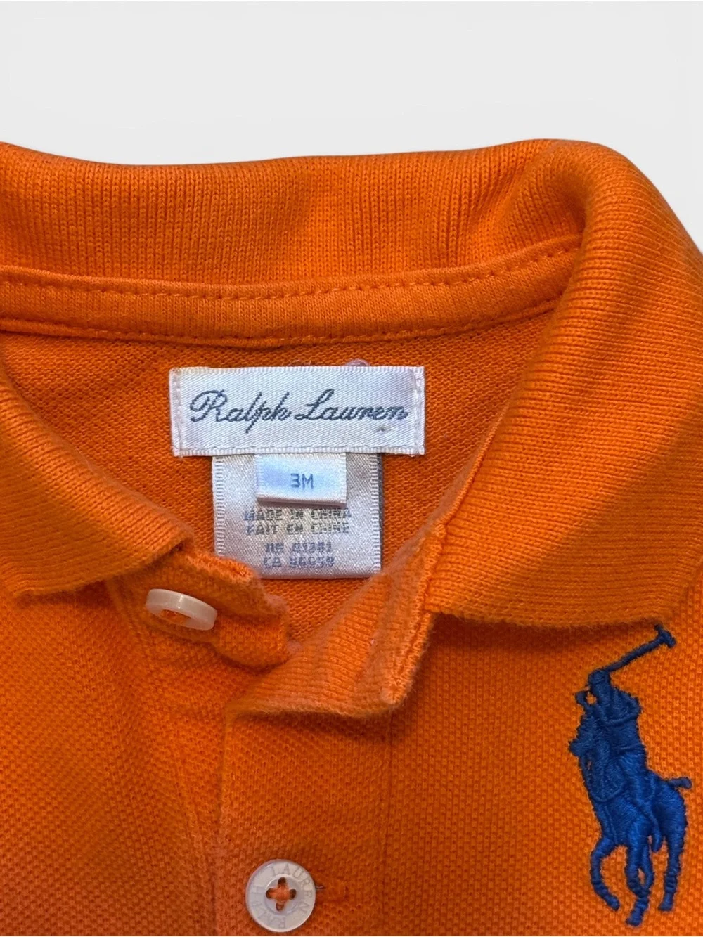 Ralph Lauren Orange Polo Footed One-Piece Big Pony Size 3M